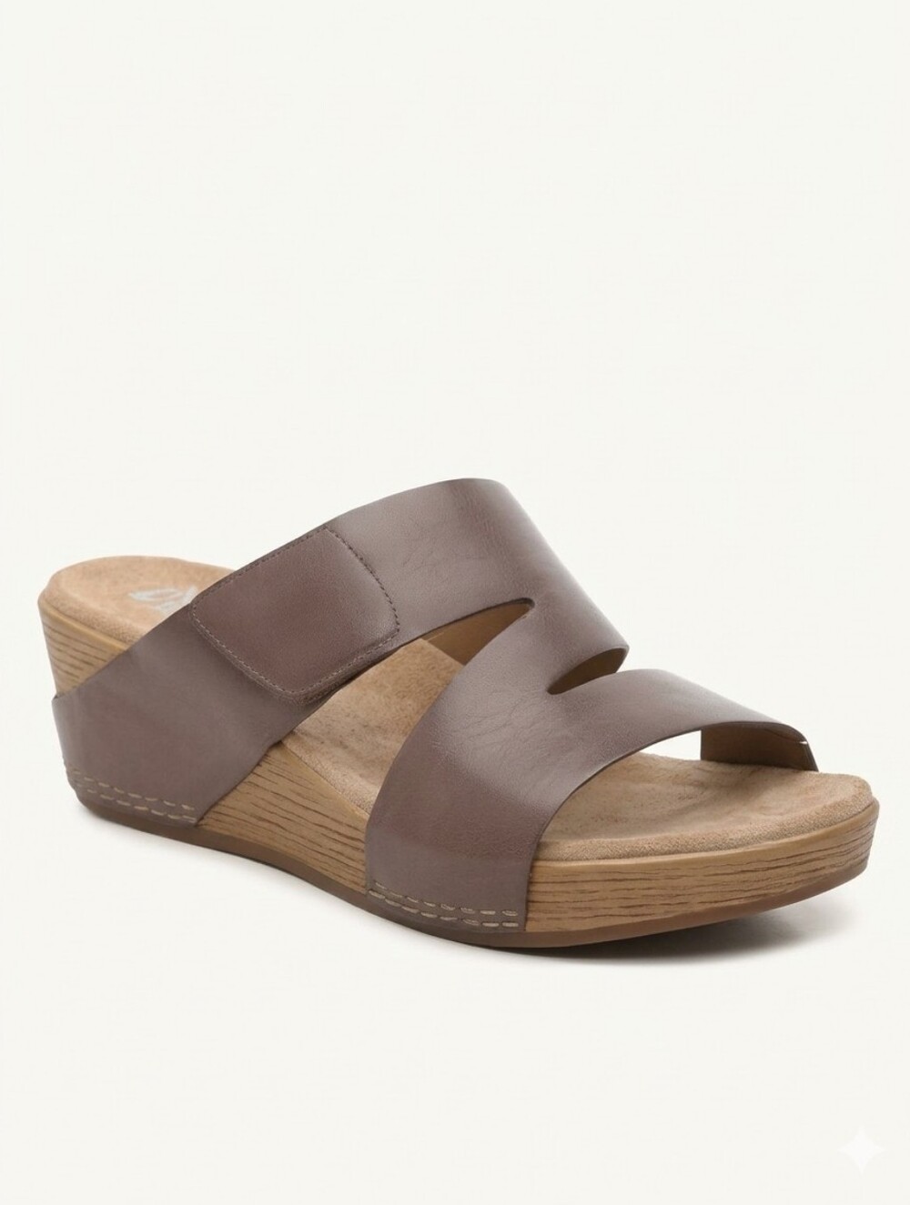 DANSKO Lacee Leather 2 Strap Wedge Sandal In Tan Adjustable Size 39 / 9